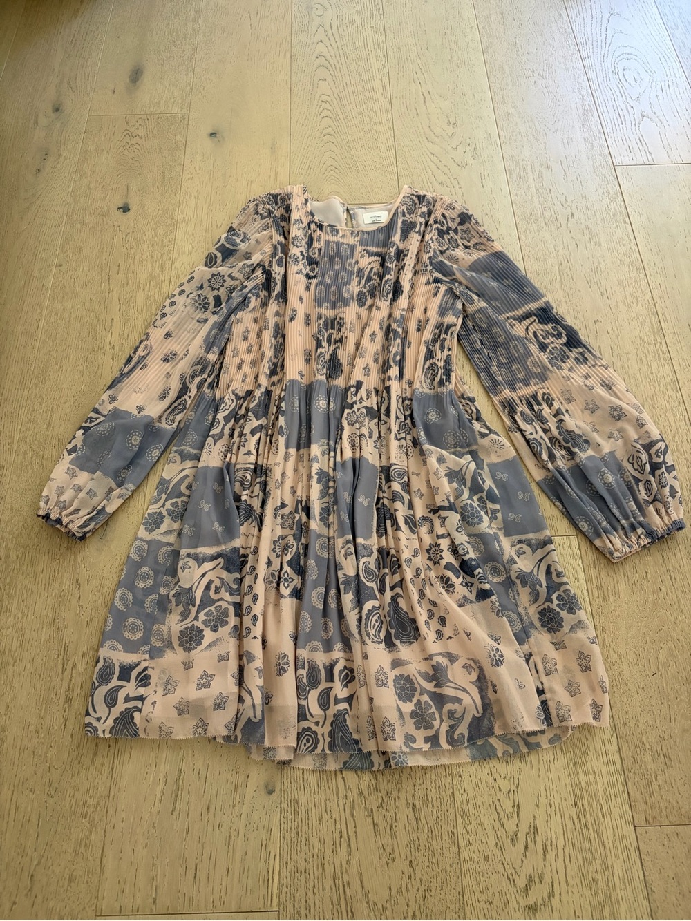 Aritzia Pink and Blue Floral Patchwork Mini Dress